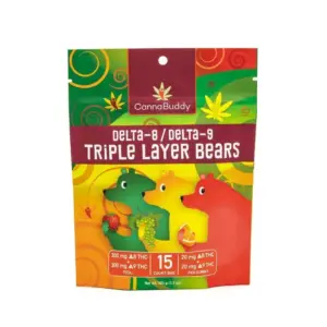 CannaBuddy Delta-8 Delta-9 Triple Layer Bears (300 mg Total Delta-8-THC + 300 mg Total Delta-9-THC) - Bag Front