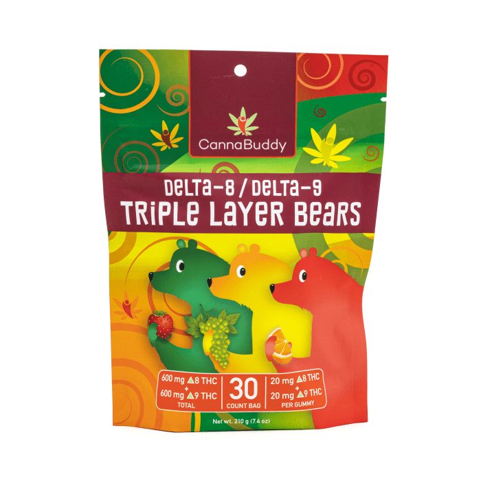 CannaBuddy Delta-8 Delta-9 Triple Layer Bears (600 mg Total Delta-8-THC + 600 mg Total Delta-9-THC) - Bag Front