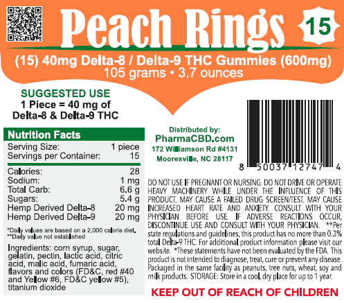 PharmaCBD Delta-8 - Delta-9 Peach Rings 15