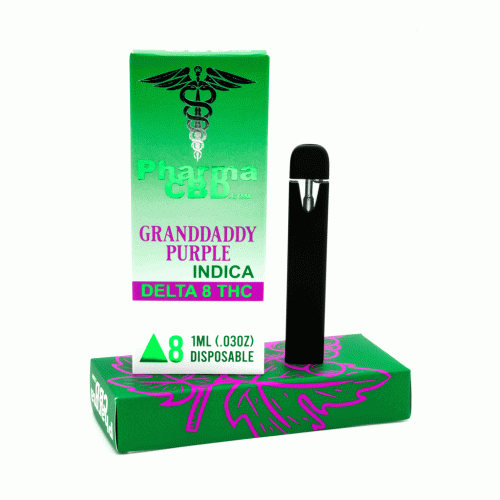 PharmaCBD Granddaddy Purple Delta-8-THC Disposable Vape Cartridge