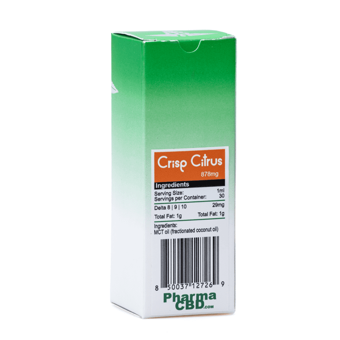 PharmaCBD Triple THC Blend Tincture - Crisp Citrus (878 mg Delta 8-9-10-THC Blend) - Box Back