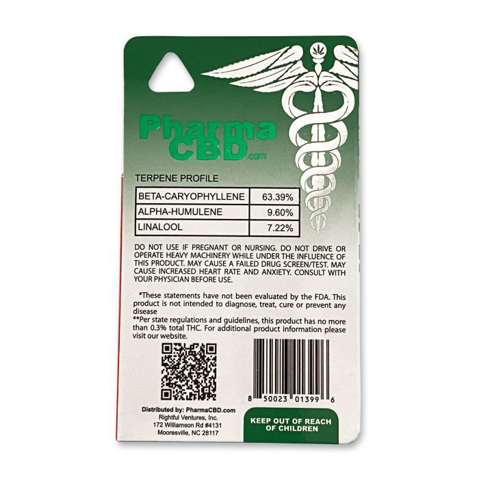 PharmaCBD Zkittlez Delta-8-THC Vape Cartridge Back
