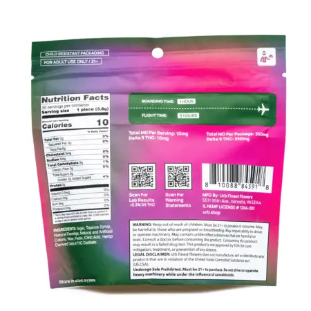Urb Delta 9 THC Gummies - Dragonfruit Paradise (350 mg Total Delta 9 THC) - bag back