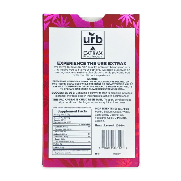 Urb Delta-9-THC Gummies - Pomegranate Breeze (100 mg Total Delta-9-THC) D