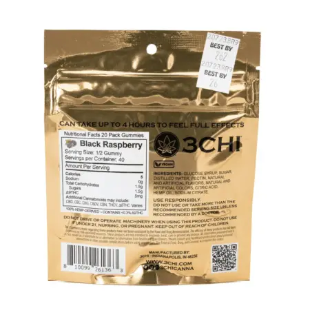 3Chi Delta 9 THC Gummies – Black Raspberry (200 mg Total) - Image 3