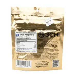 3Chi Delta-9-THC Gummies - Blue Raspberry (200 mg Total Delta-9-THC) - Bag Back