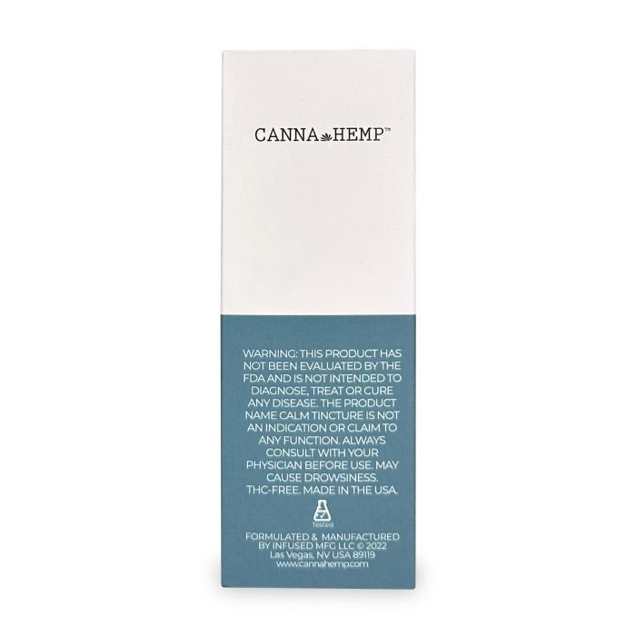 Canna Hemp Calm Elixir Plus (2000 mg CBD) Back of Box