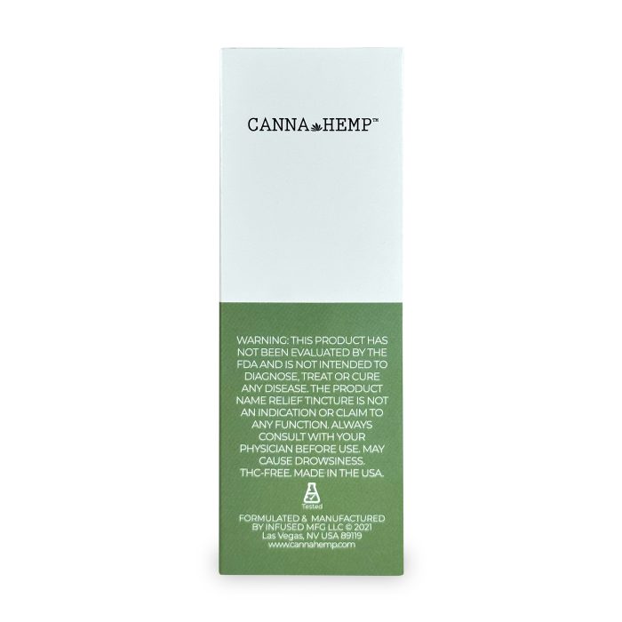 Canna Hemp Relief Tincture 2000 mg CBD Bottle Box Back