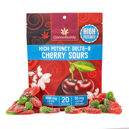 CannaBuddy High Potency Delta-8 Cherry Sours (1000 mg Total Delta-8-THC) - Combo