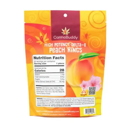CannaBuddy High Potency Delta 8 Peach Rings (1000 mg Total Delta 8 THC) - Image 3