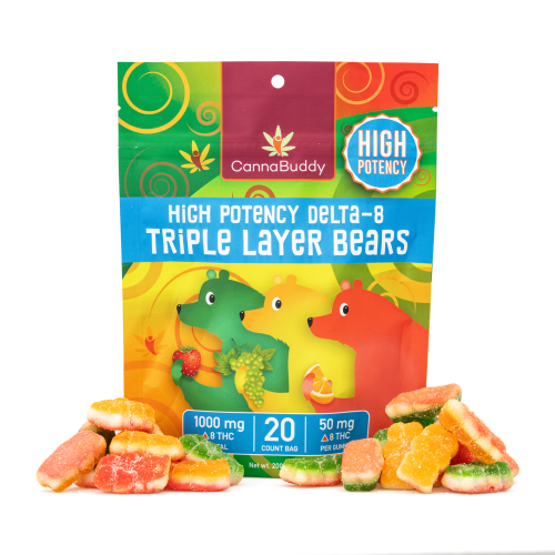CannaBuddy High Potency Delta-8 Triple Layer Bears (1000 mg Total Delta-8-THC) - Combo