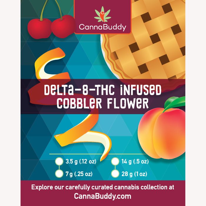 Delta-8-THC Infused Cobbler Flower Label