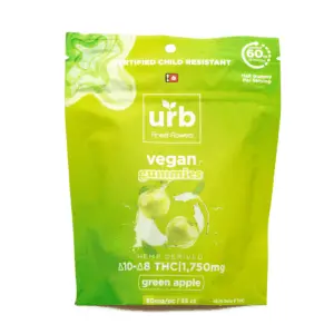 Urb Delta 8 Delta 10 Gummies - Green Apple (1575 mg Total Delta 8 THC + 175 mg Total Delta 10 THC) - Bag Front