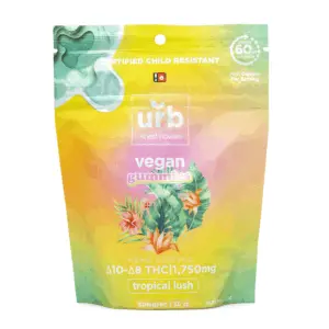 Urb Delta 8 Delta 10 Gummies - Tropical Lush (1575 mg Total Delta 8 THC + 175 mg Total Delta 10 TH - Bag Front