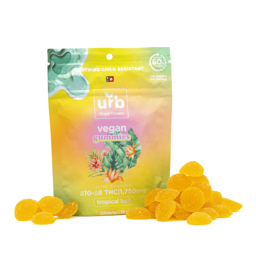 Urb Delta 8 Delta 10 Gummies - Tropical Lush (1575 mg Total Delta 8 THC + 175 mg Total Delta 10 THC) - Combo