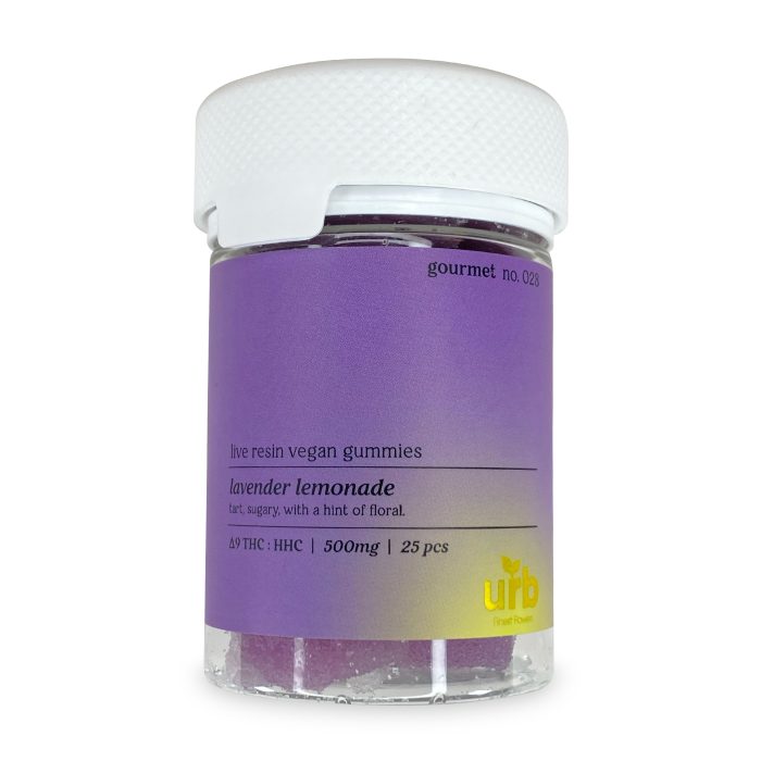 Urb Gourmet Live Resin Delta-9-THC - HHC Gummies - Lavender Lemonade (250 mg Total Delta-9-THC + 375 mg Total HHC) D
