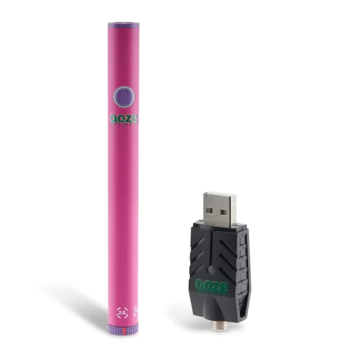 Ooze Slim Twist Pen 2.0 Vape Battery - Atomic Pink Pen and USB