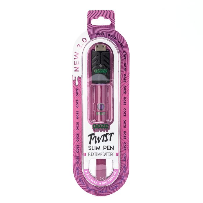 Ooze Slim Twist Pen 2.0 Vape Battery – Atomic Pink - Box Front