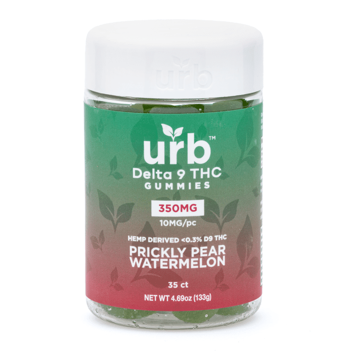 Urb Delta 9 THC Gummies - Prickly Pear Watermelon (350 mg Total Delta 9 THC) - Jar Front