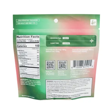 Urb Delta 9 THC Gummies – Prickly Pear Watermelon (350 mg Total Delta 9 THC) - Bag Back