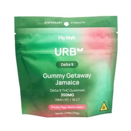 Urb Delta 9 THC Gummies – Prickly Pear Watermelon (350 mg Total Delta 9 THC) - Bag Front