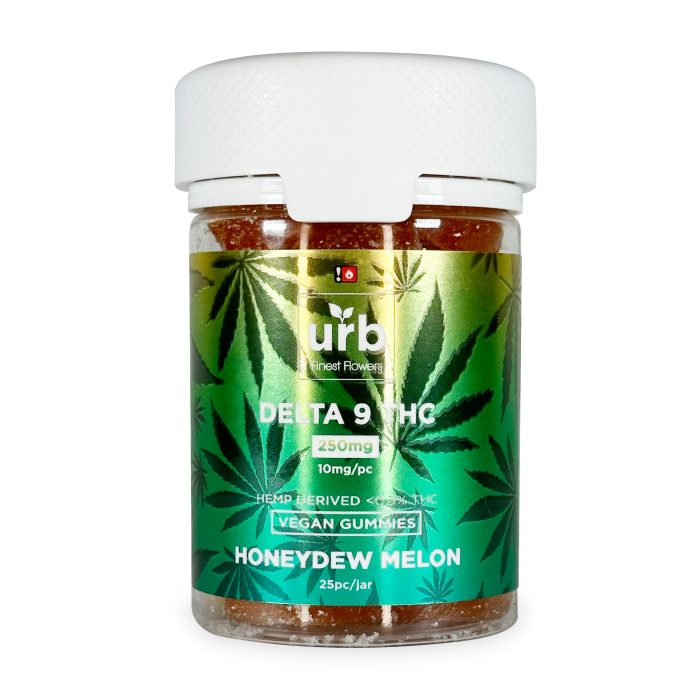 Urb Delta-9-THC Gummies – Honeydew Melon 250 mg Total Delta-9-THC Package Front