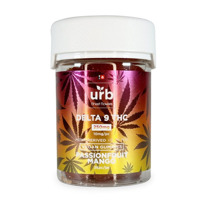 Urb Delta-9-THC Gummies – Passionfruit Mango 250 mg Total Delta-9-THC Package Front
