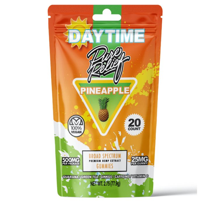 Pure Relief Daytime CBD Gummies - Pineapple (500 mg Total CBD)