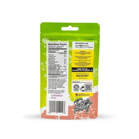 Pure Relief Daytime CBD Gummies - Watermelon - Bag Back