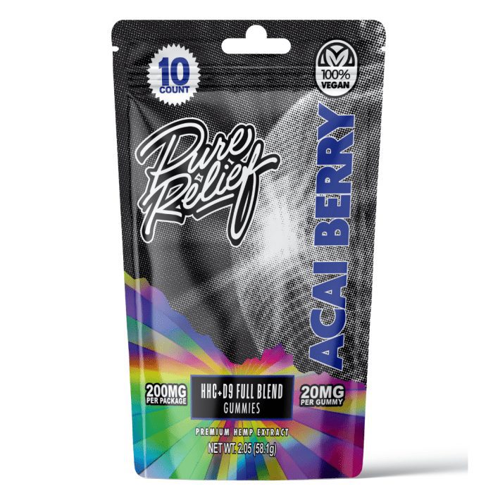 Pure Relief HHC + Delta-9-THC Gummies - Acai Berry (200 mg Total HHC) Front of Package
