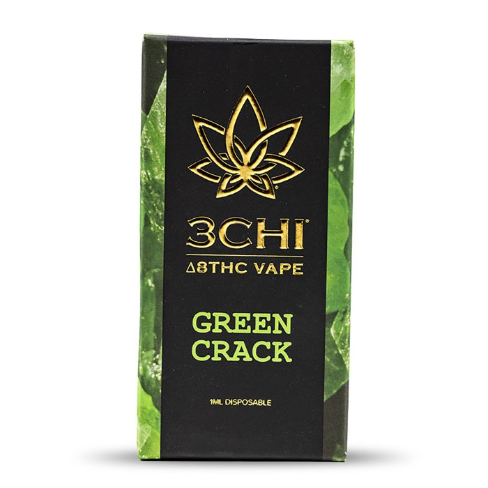 3Chi Delta-8-THC Disposable Vape Pen Green Crack Box Front