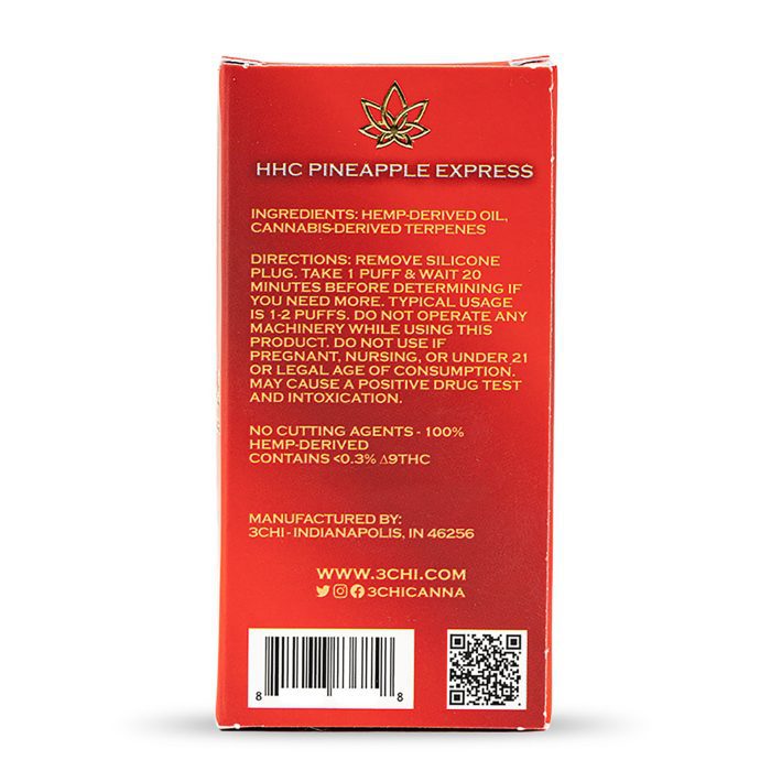 3Chi HHC Disposable Vape Pen – Pineapple Express - Box Back