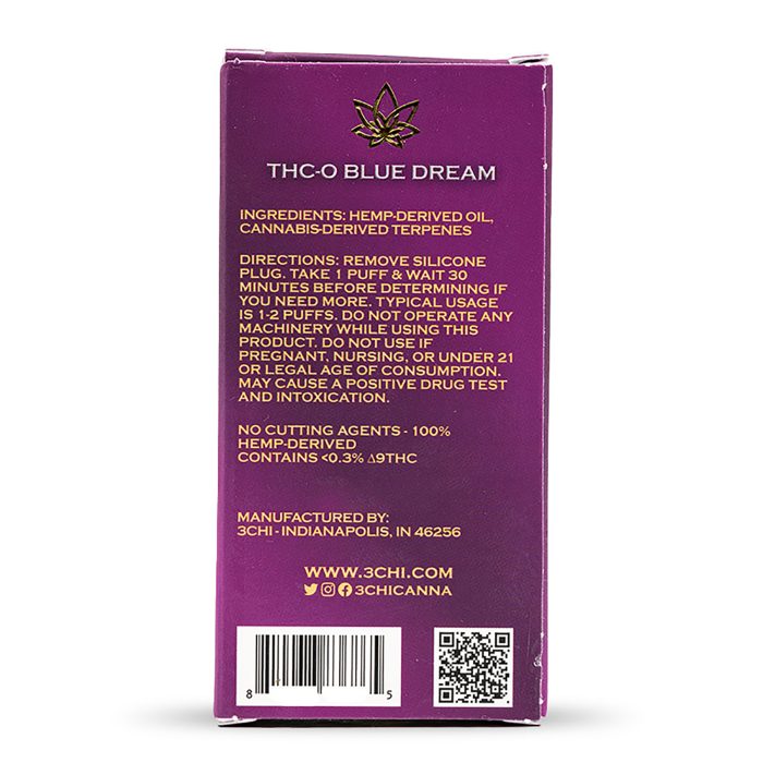 3Chi THC-O Disposable Vape Pen – Blue Dream - Box Back