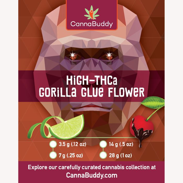 High-THCa Gorilla Glue Flower Label
