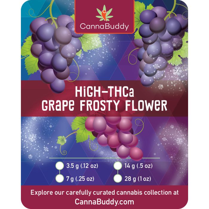 High THCa Grape Frosty Flower Label
