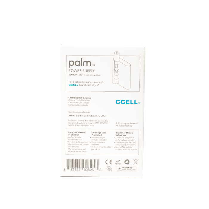CCELL Palm Vape Battery – Gray - Box Back