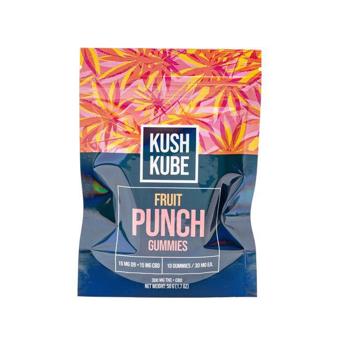 Kush Kube - Delta 9 _ CBD Gummies - Fruit Punch - Bag Front