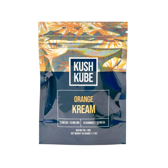 Kush Kube - Delta 9 _ CBD Gummies - Orange Kream - Bag Front
