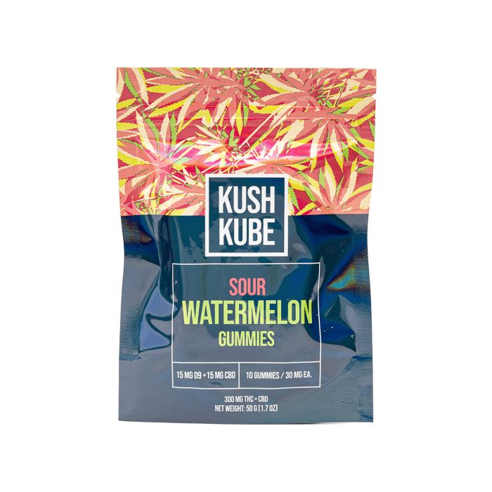 Kush Kube - Delta 9 _ CBD Gummies - Sour Watermelon - Bag Front