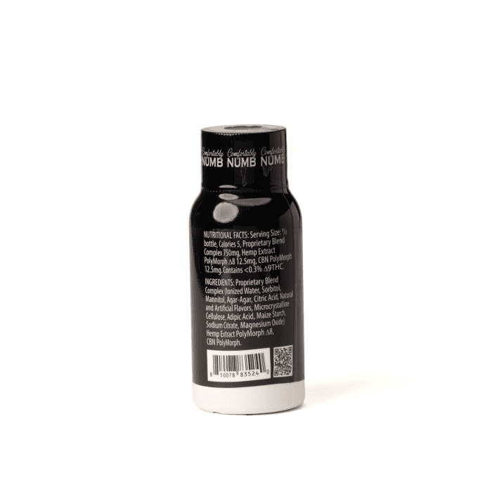 3Chi Delta-8-THC Shot - Comfortably Numb (25 mg Delta-8-THC + 25 mg CBN) - Bottle Side