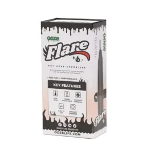 Oooze Flare Dry Herb Vaporizer - Black - Box Back
