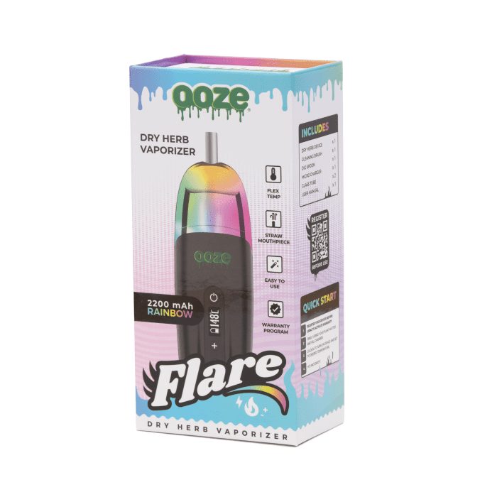 Oooze Flare Dry Herb Vaporizer - Rainbow - Box Front
