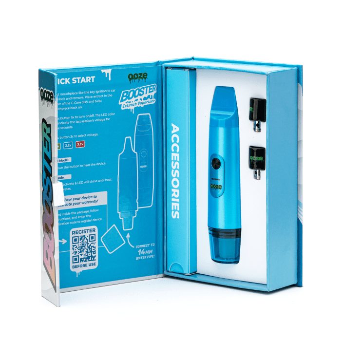 Ooze Booster Extract Vaporizer - Arctic Blue - Box Inside