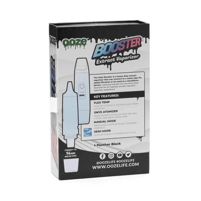 Ooze Booster Extract Vaporizer - Black - Box Back