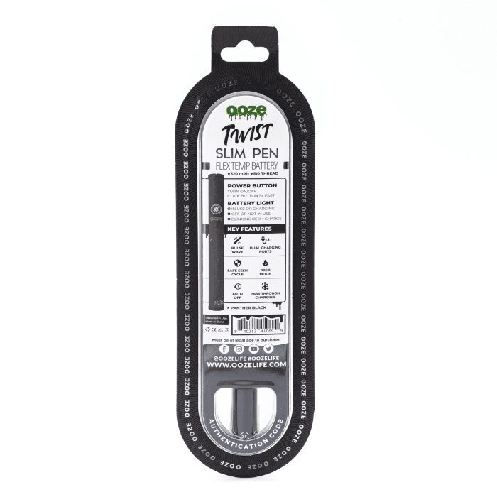 Ooze Slim Twist Pen 2.0 Vape Battery – Panther Black - Box Back