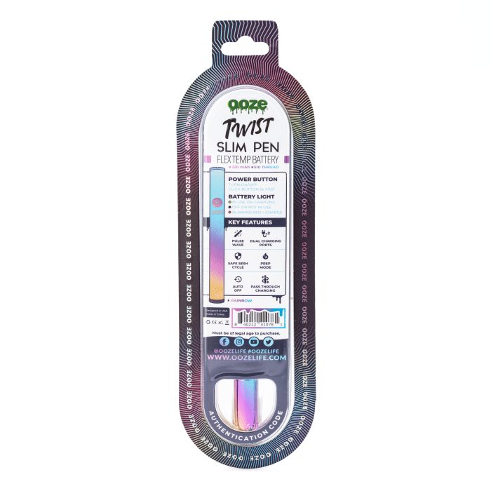 Ooze Slim Twist Pen 2.0 Vape Battery – Rainbow - Box Back