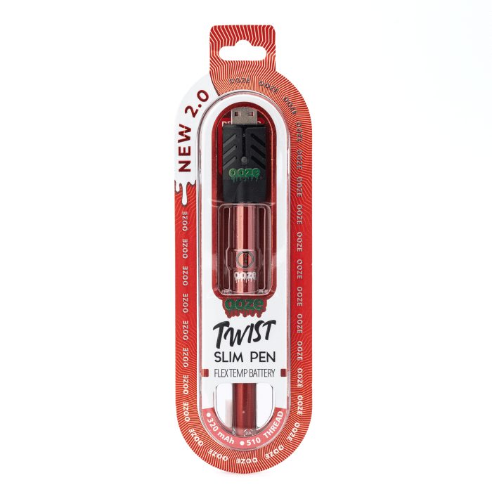 Ooze Slim Twist Pen 2.0 Vape Battery – Ruby Red - Box Front