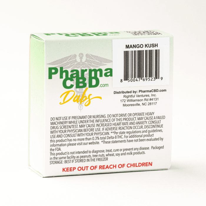 PharmaCBD Delta-8 Mango Kush Dabs (2 gram Delta-8-THC) - Box Back