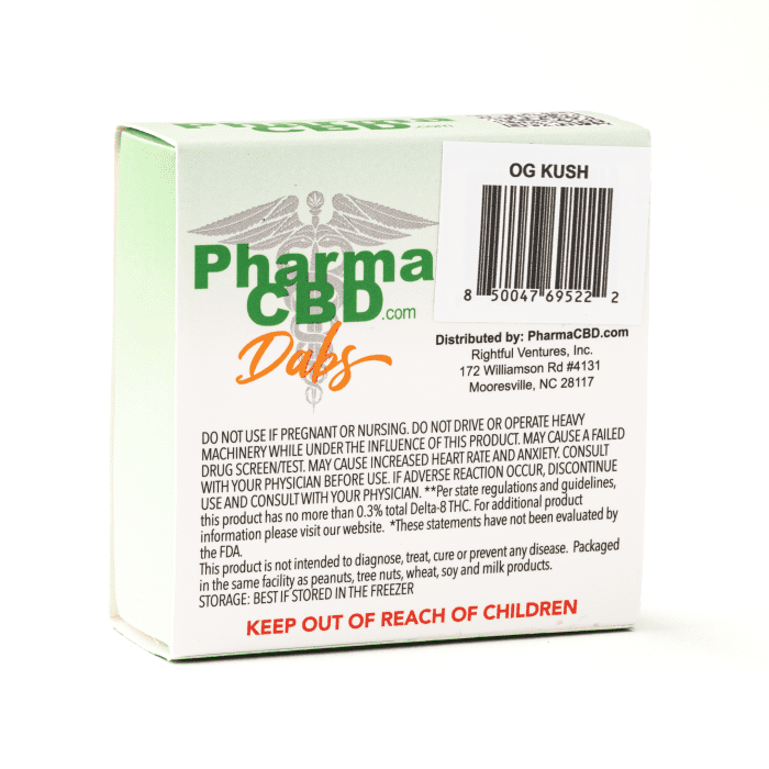 PharmaCBD Delta-8 OG Kush Dabs (2 gram Delta-8-THC) - Box Back