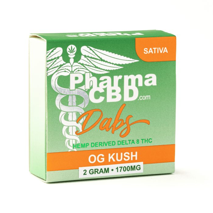 PharmaCBD Delta-8 OG Kush Dabs (2 gram Delta-8-THC) - Box Front